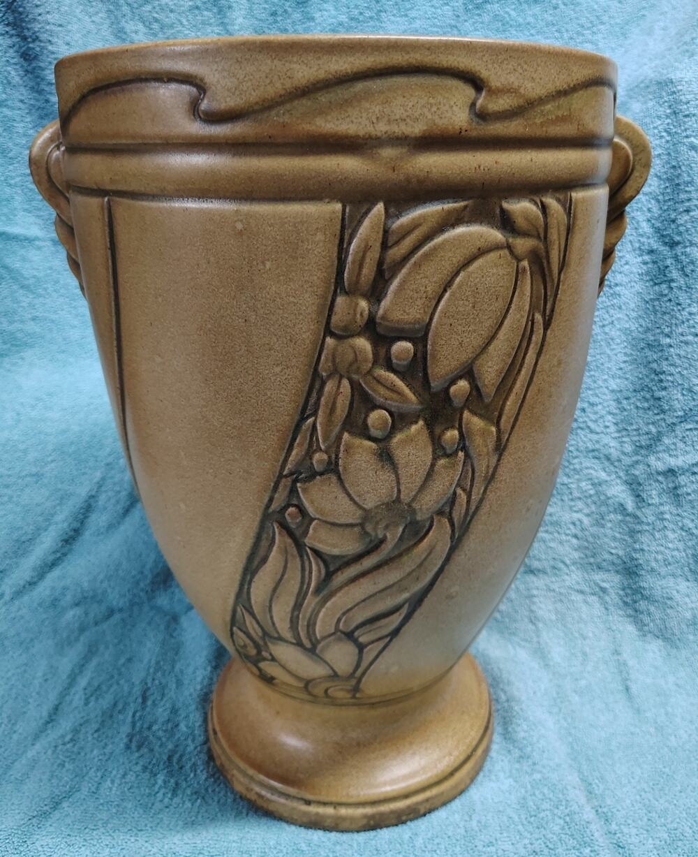 HTF SIZE RARE PATTERN BRUSH MCCOY FLOOR VASE Art Deco